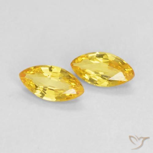 0.35 ctw Yellow Sapphire Stones, Natural Sapphire in Marquise Facet Shape for Sale