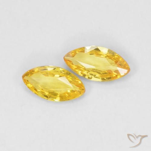 0.33 ctw Yellow Sapphire Stones, Natural Sapphire in Marquise Facet Shape for Sale