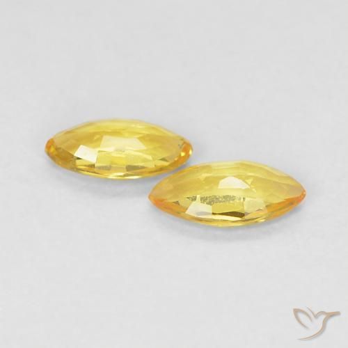Sapphire Gemstones in 5 x 2.5 mm (calibrated) Size for Sale, Sapphire Stones in Medium Yellow Color