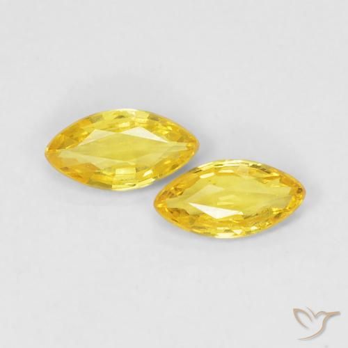 0.33 ctw Yellow Sapphire Gemstones, Sapphire Gems in Marquise Facet Shape for Sale.