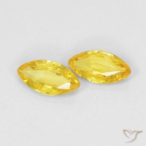 0.33 ctw Yellow Sapphire Stones, Natural Sapphire in Marquise Facet Shape for Sale
