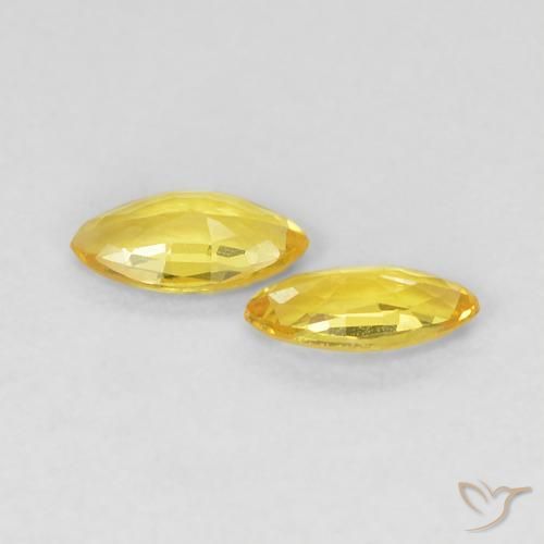 Sapphire Gemstones in 5 x 2.6 mm Size for Sale, Sapphire Stones in Medium Yellow Color