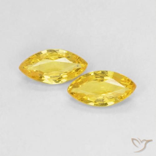 Zafiro amarillo suelto de 0,35 quilates, talla marquesa de 5 x 2,6 mm de Tanzania, Photo A