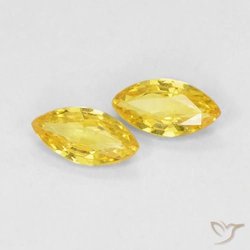0.35 ctw Yellow Sapphire Stones, Natural Sapphire in Marquise Facet Shape for Sale