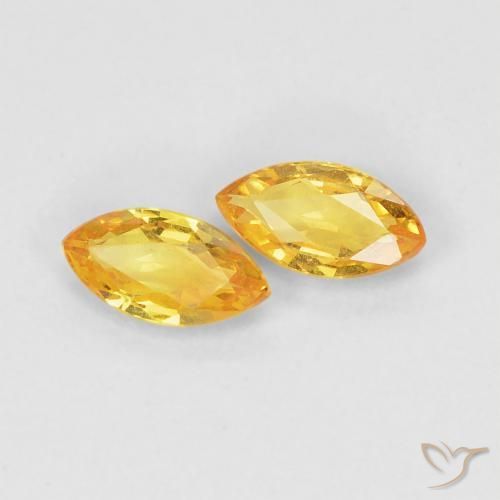 0.38 ctw Golden Sapphire Stones, Natural Sapphire in Marquise Facet Shape for Sale