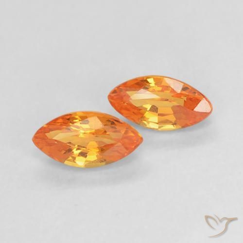 0.49 ctw Orange Sapphire Stones, Natural Sapphire in Marquise Facet Shape for Sale