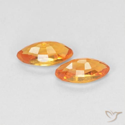 Sapphire Gemstones in 5.2 x 2.6 mm Size for Sale, Sapphire Stones in Bright Orange Color