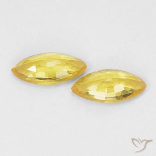 Sapphire Gemstones in 5 x 2.5 mm (calibrated) Size for Sale, Sapphire Stones in Medium Yellow Color