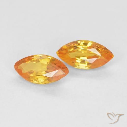 0.39 ctw Golden Sapphire Stones, Natural Sapphire in Marquise Facet Shape for Sale