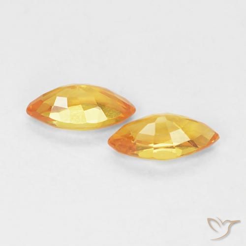 Sapphire Gemstones in 5 x 2.5 mm (calibrated) Size for Sale, Sapphire Stones in Orange-Gold Color