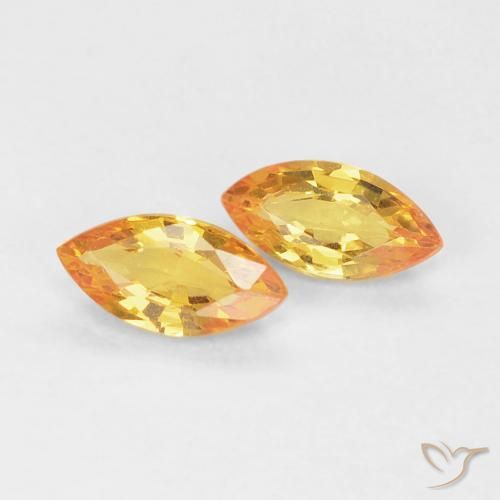0.39 ctw Golden Sapphire Stones, Natural Sapphire in Marquise Facet Shape for Sale