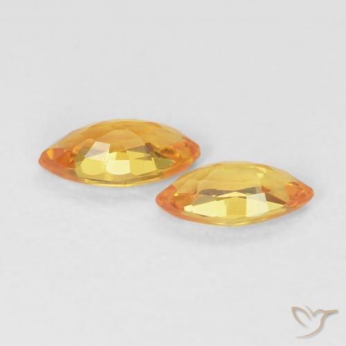 Sapphire Gemstones in 5 x 2.5 mm (calibrated) Size for Sale, Sapphire Stones in Medium Orange Color