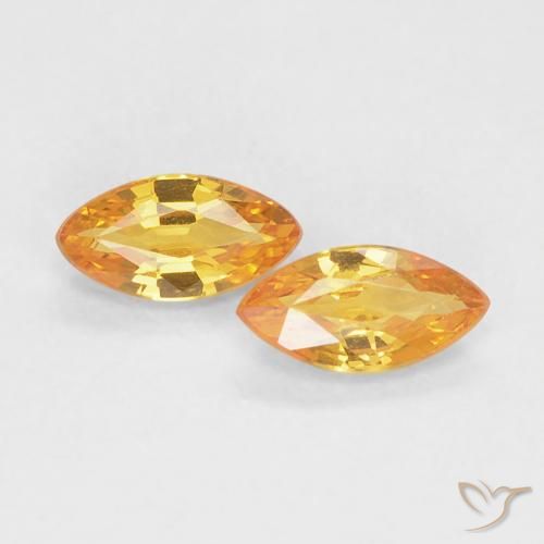 0.37ctw Natural Orange-Gold Sapphire, Marquise, VVS