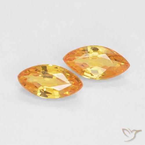 0.37 ctw Golden Sapphire Stones, Natural Sapphire in Marquise Facet Shape for Sale