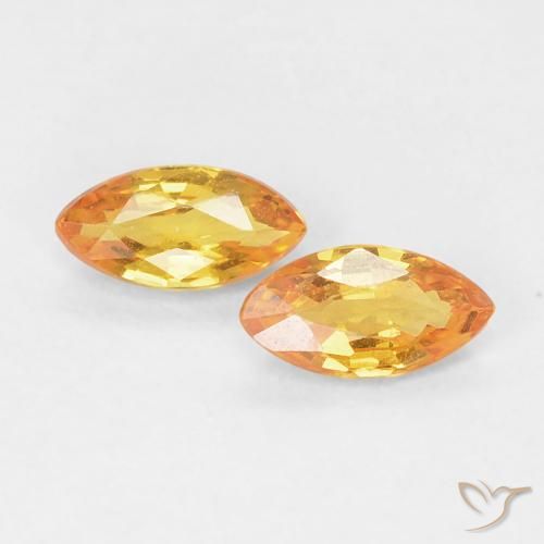 0.41 ctw Golden Sapphire Gemstones, Sapphire Gems in Marquise Facet Shape for Sale.