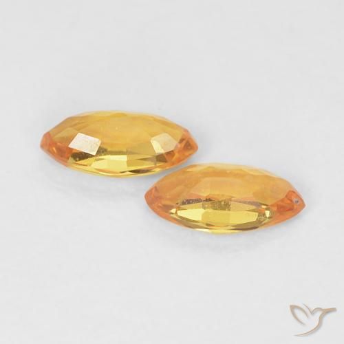 Sapphire Gemstones in 5.1 x 2.7 mm Size for Sale, Sapphire Stones in Medium Orange Color