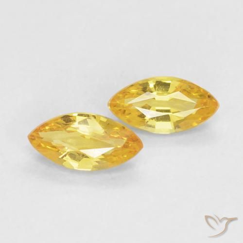 0.40 ctw Golden Sapphire Stones, Natural Sapphire in Marquise Facet Shape for Sale