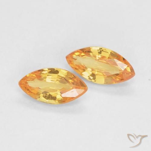 0.37 ctw Golden Sapphire Stones, Natural Sapphire in Marquise Facet Shape for Sale