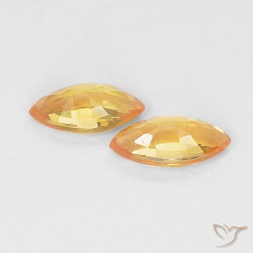 Sapphire Gemstones in 5 x 2.5 mm (calibrated) Size for Sale, Sapphire Stones in Orange-Gold Color