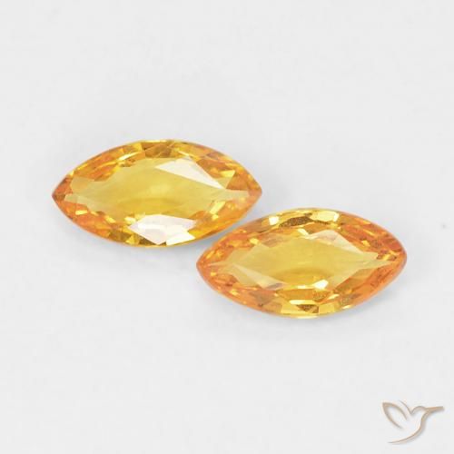 0.34 ctw Golden Sapphire Stones, Natural Sapphire in Marquise Facet Shape for Sale