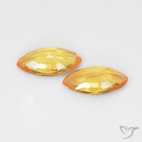 Sapphire Gemstones in 5 x 2.5 mm (calibrated) Size for Sale, Sapphire Stones in Orange-Gold Color