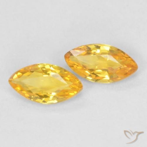 0.34 ctw Golden Sapphire Stones, Natural Sapphire in Marquise Facet Shape for Sale