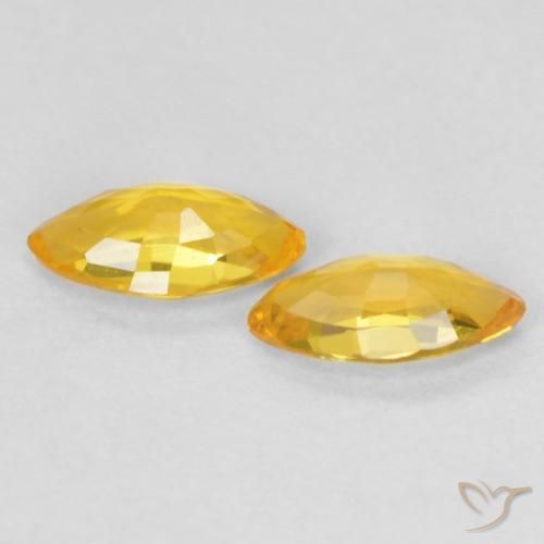 Sapphire Gemstones in 5 x 2.5 mm (calibrated) Size for Sale, Sapphire Stones in Bright Gold Color