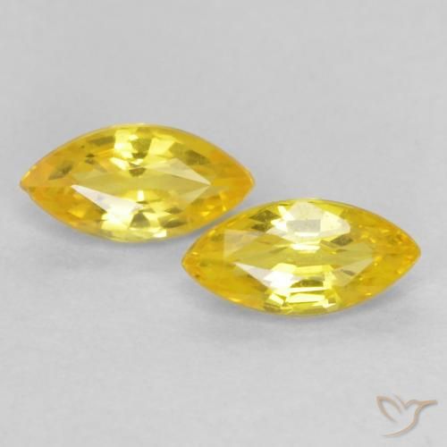 0.42 ctw Yellow Sapphire Stones, Natural Sapphire in Marquise Facet Shape for Sale