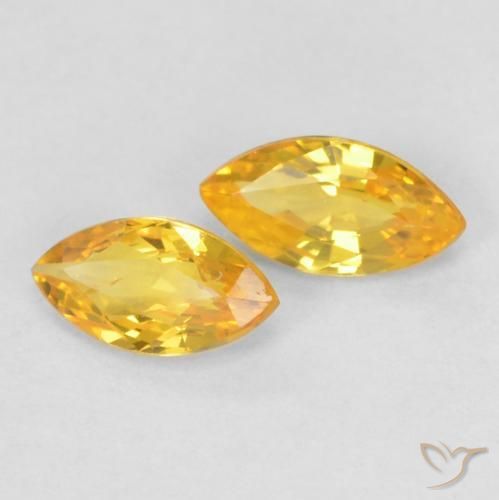 0.38 ctw Golden Sapphire Stones, Natural Sapphire in Marquise Facet Shape for Sale