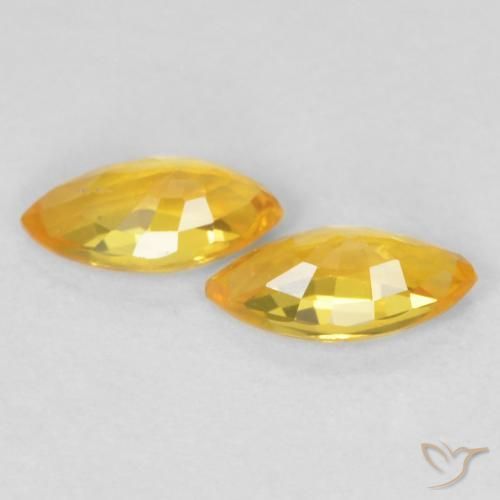 Sapphire Gemstones in 5.1 x 2.6 mm Size for Sale, Sapphire Stones in Bright Gold Color