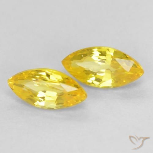 0.44 ctw Yellow Sapphire Stones, Natural Sapphire in Marquise Facet Shape for Sale