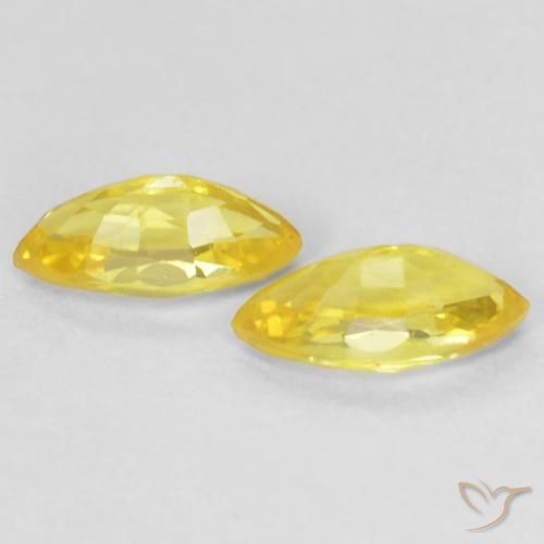 Sapphire Gemstones in 5.3 x 2.6 mm Size for Sale, Sapphire Stones in Medium Yellow Color