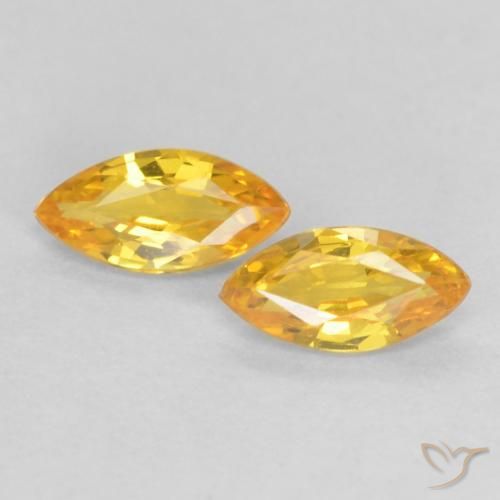 0.33 ct Yellow Sapphire, 5 x 2.4 mm Marquise Cut From Tanzania, Photo A