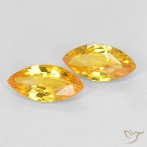 0.33 ctw Golden Sapphire Stones, Natural Sapphire in Marquise Facet Shape for Sale