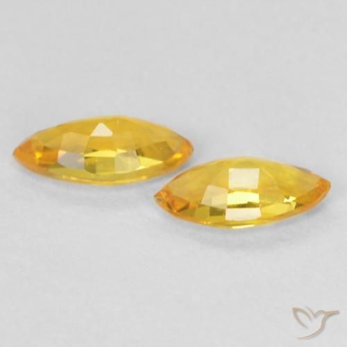 Sapphire Gemstones in 5 x 2.5 mm (calibrated) Size for Sale, Sapphire Stones in Medium Gold Color