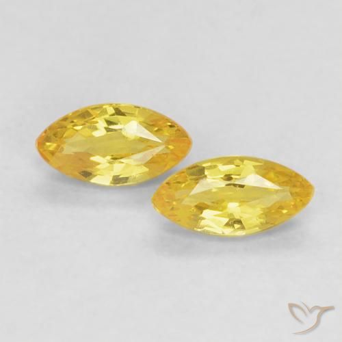0.38 ct Yellow Sapphire, 4.9 x 2.5 mm Marquise Cut From Tanzania, Photo A