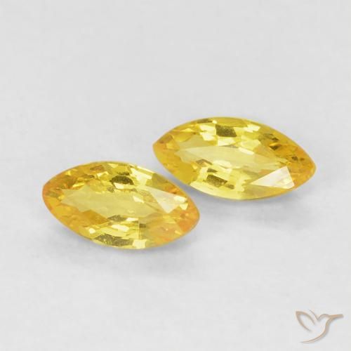 0.38 ctw Yellow Sapphire Stones, Natural Sapphire in Marquise Facet Shape for Sale