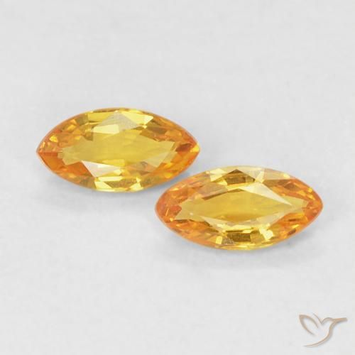 0.34 ctw Golden Sapphire Stones, Natural Sapphire in Marquise Facet Shape for Sale