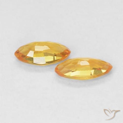 Sapphire Gemstones in 5 x 2.5 mm (calibrated) Size for Sale, Sapphire Stones in Medium Orange Color
