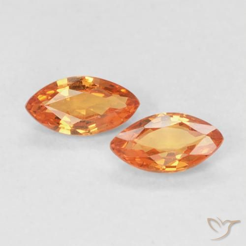 0.36 ct Loose Orange Sapphire, 4.9 x 2.5 mm Marquise Cut From Tanzania, Photo A