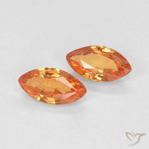 0.36 ctw Orange Sapphire Stones, Natural Sapphire in Marquise Facet Shape for Sale