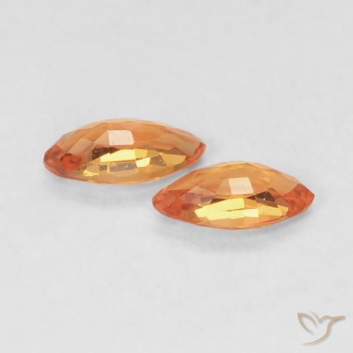 Sapphire Gemstones in 5 x 2.5 mm (calibrated) Size for Sale, Sapphire Stones in Amber Orange Color