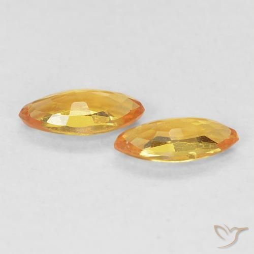 Sapphire Gemstones in 5.2 x 2.7 mm Size for Sale, Sapphire Stones in Golden Orange Color