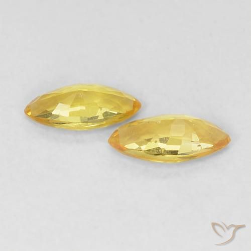 Sapphire Gemstones in 5 x 2.5 mm (calibrated) Size for Sale, Sapphire Stones in Tuscany Yellow Color