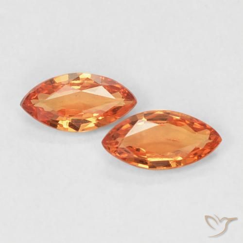0.34 ct Loose Orange Sapphire, 5.1 x 2.6 mm Marquise Cut From Tanzania, Photo A