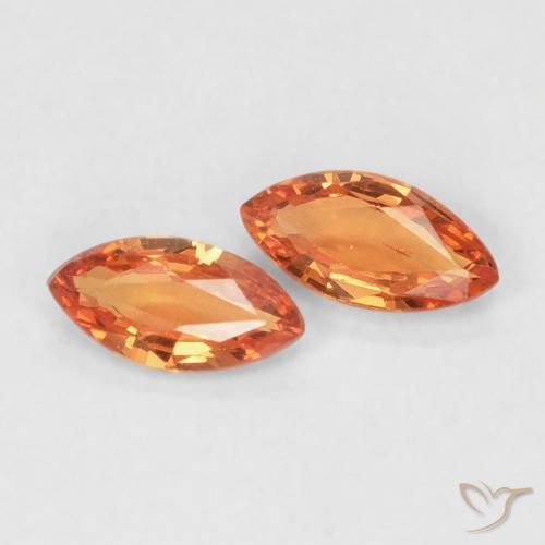 0.34 ctw Orange Sapphire Stones, Natural Sapphire in Marquise Facet Shape for Sale