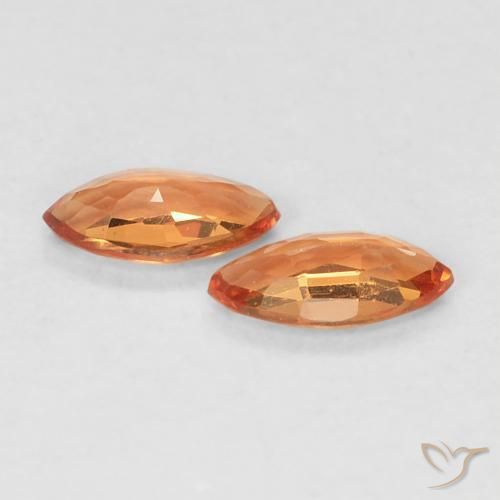 Sapphire Gemstones in 5 x 2.5 mm (calibrated) Size for Sale, Sapphire Stones in Fire Orange Color