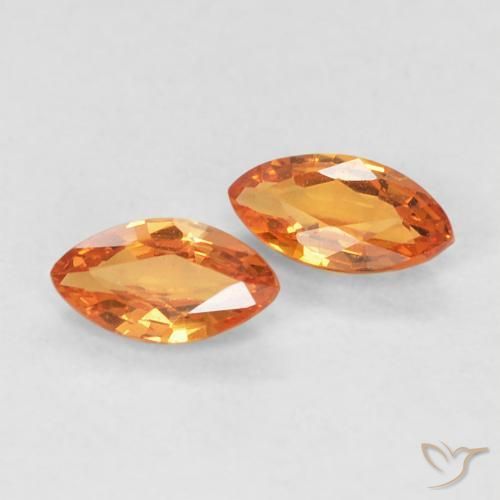 0.39 ct Loose Orange Sapphire, 5 x 2.6 mm Marquise Cut From Tanzania, Photo A