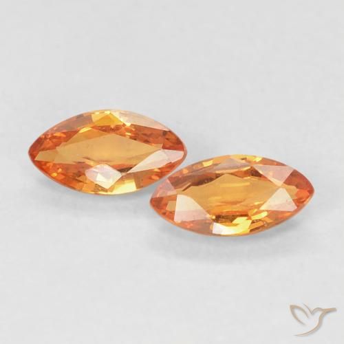 0.39 ctw Orange Sapphire Stones, Natural Sapphire in Marquise Facet Shape for Sale