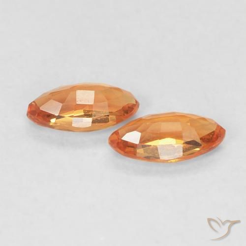 Sapphire Gemstones in 5 x 2.5 mm (calibrated) Size for Sale, Sapphire Stones in Medium Orange Color
